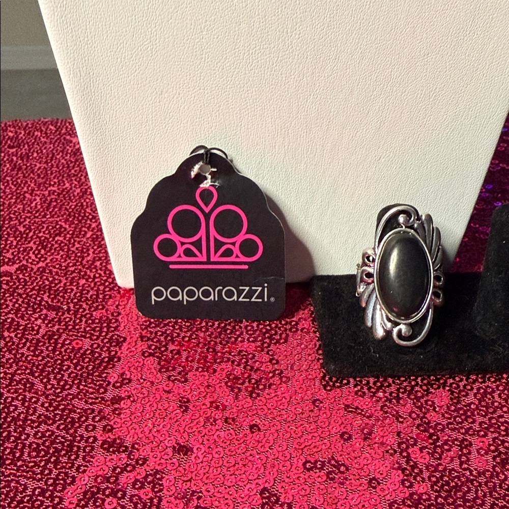 Paparazzi Silver Ring with Black Stone